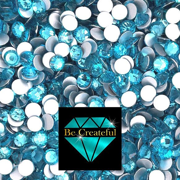 Wholesale Rhinestones-BULK Flatback Rhinestones Aquamarine Glass Flatback Rhinestone