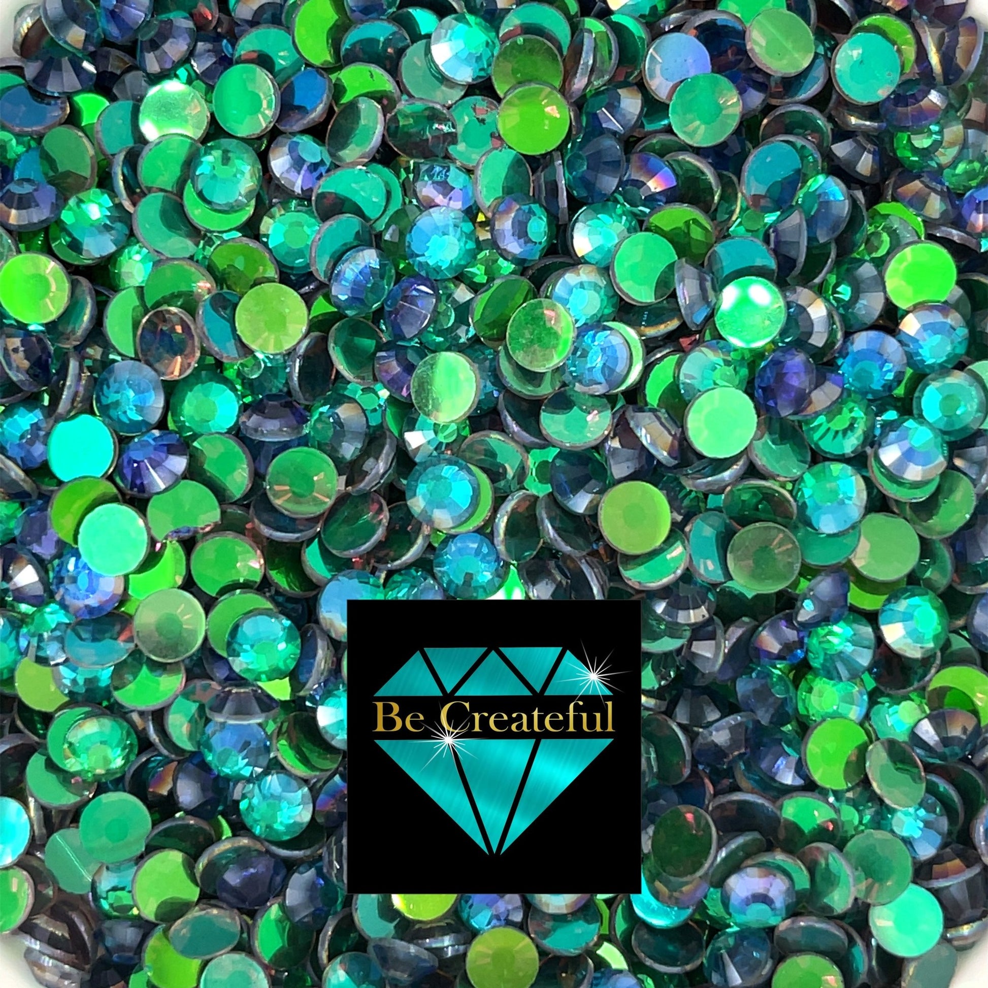 Flatback Aurora Green Glass Rhinestones