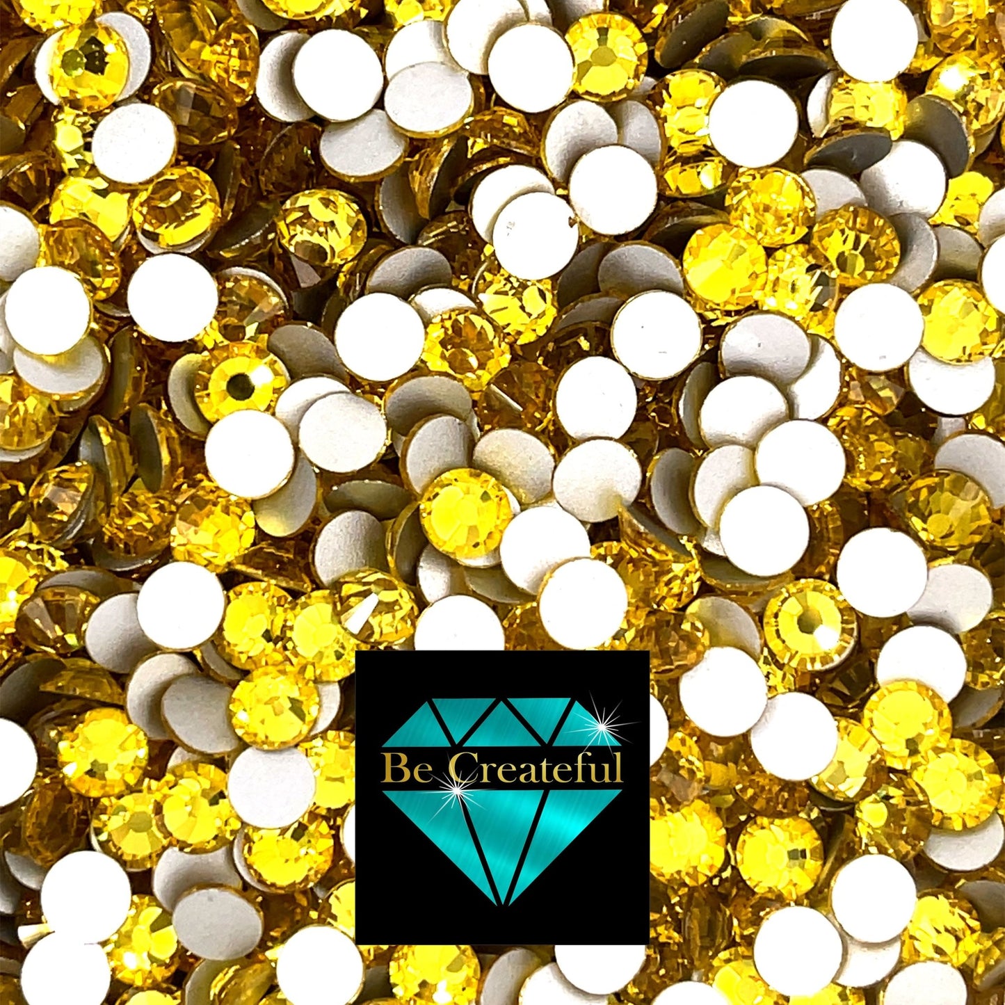Flatback Foil Citrine Yellow Glass Rhinestones - Flatback Rhinestones