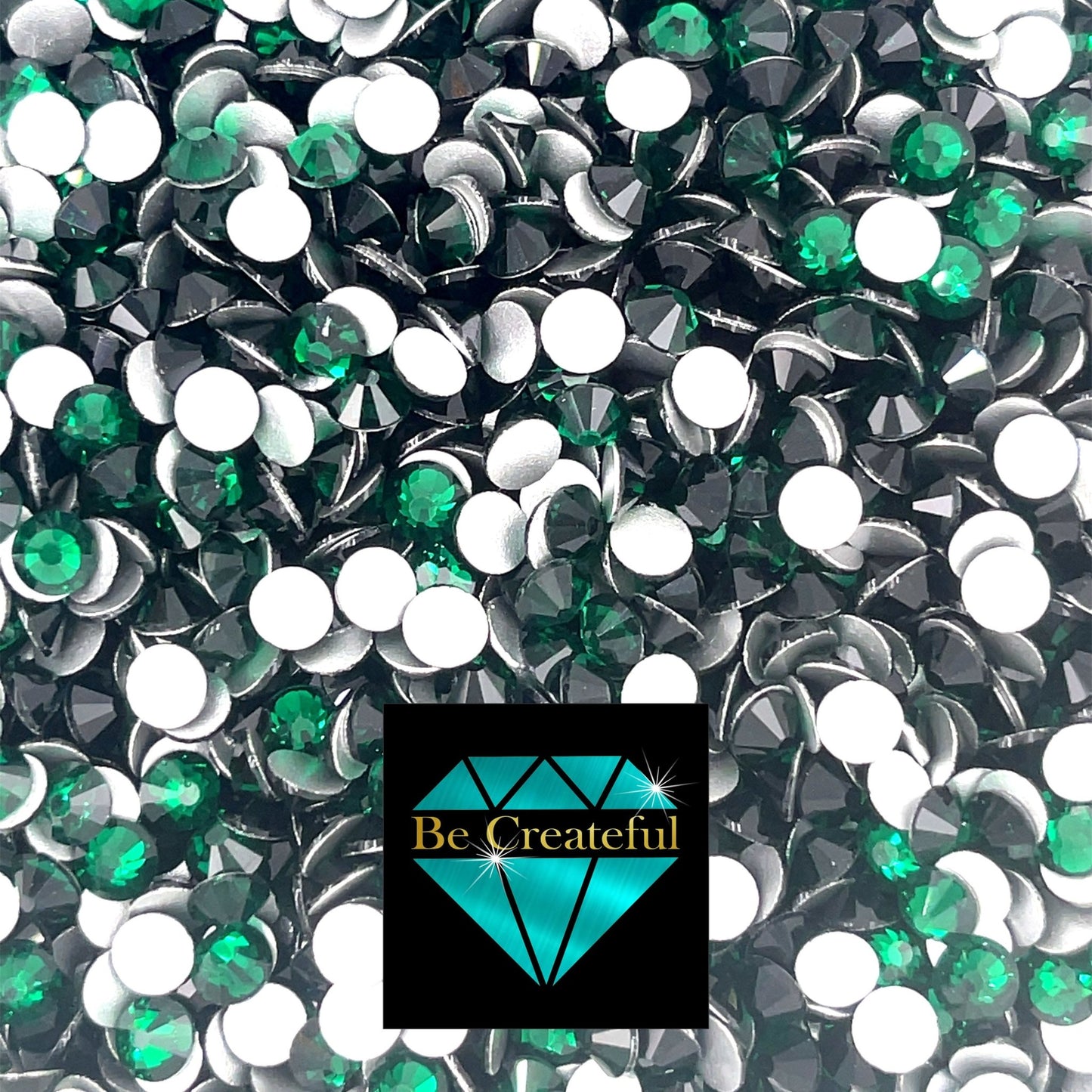 Flatback Foil Emerald Green Glass Rhinestones - Flatback Rhinestones
