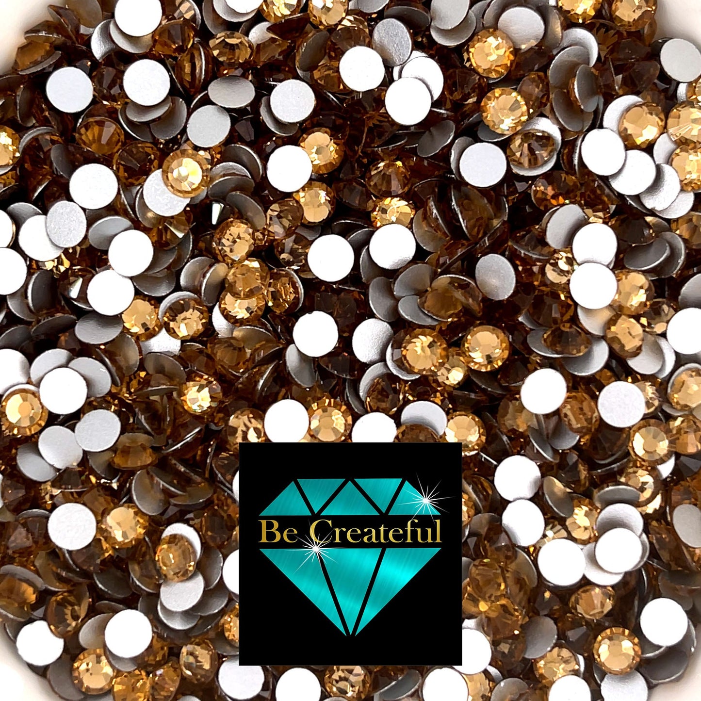Flatback Foil Lt Topaz Gold Glass Rhinestones - Be Createful, Beautiful Rhinestones at wholesale prices.
