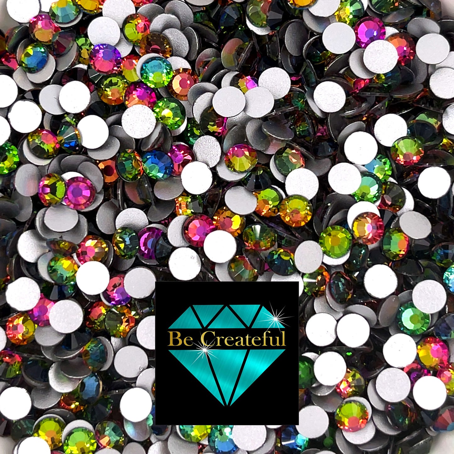 Multi-Size Rainbow Flatback Glass Rhinestones