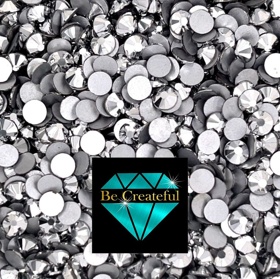 Flatback Foil Silver Hematite Glass Rhinestones - Flat back Rhinestones