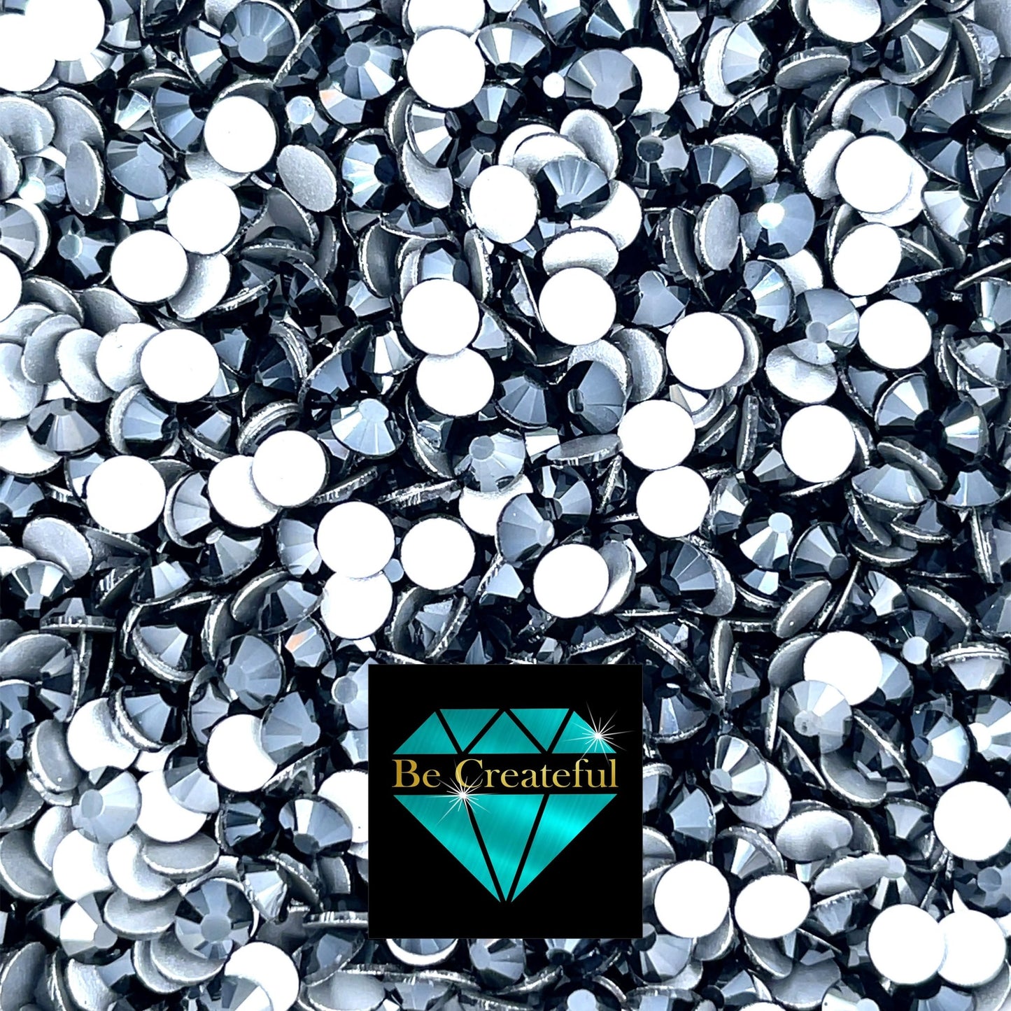 Be Createful Jet HEMATITE Flatback Glass Rhinestones