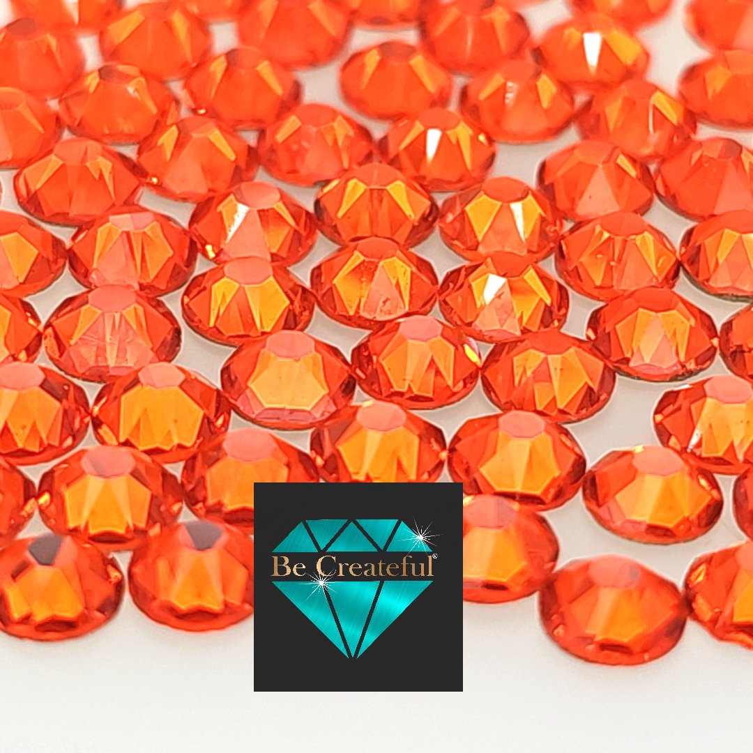 FlatBack Diamond Cut Rhinestone Orange 