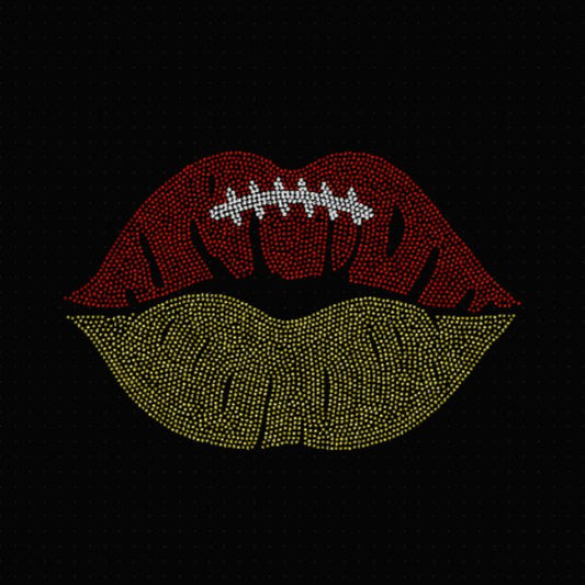 Lips with Football Lace Rhinestone Transfer - Custom Rhinestone Transfer