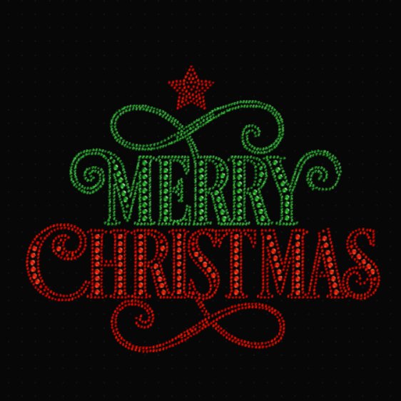 Merry Christmas Rhinestone Transfer - Hotfix Rhinestone Transfer