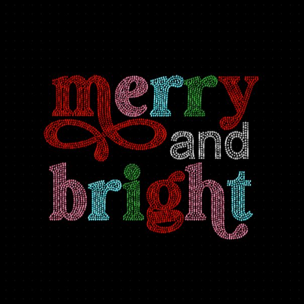 Merry and Bright Rhinestone Transfer - Christmas Rhinestone Transfer