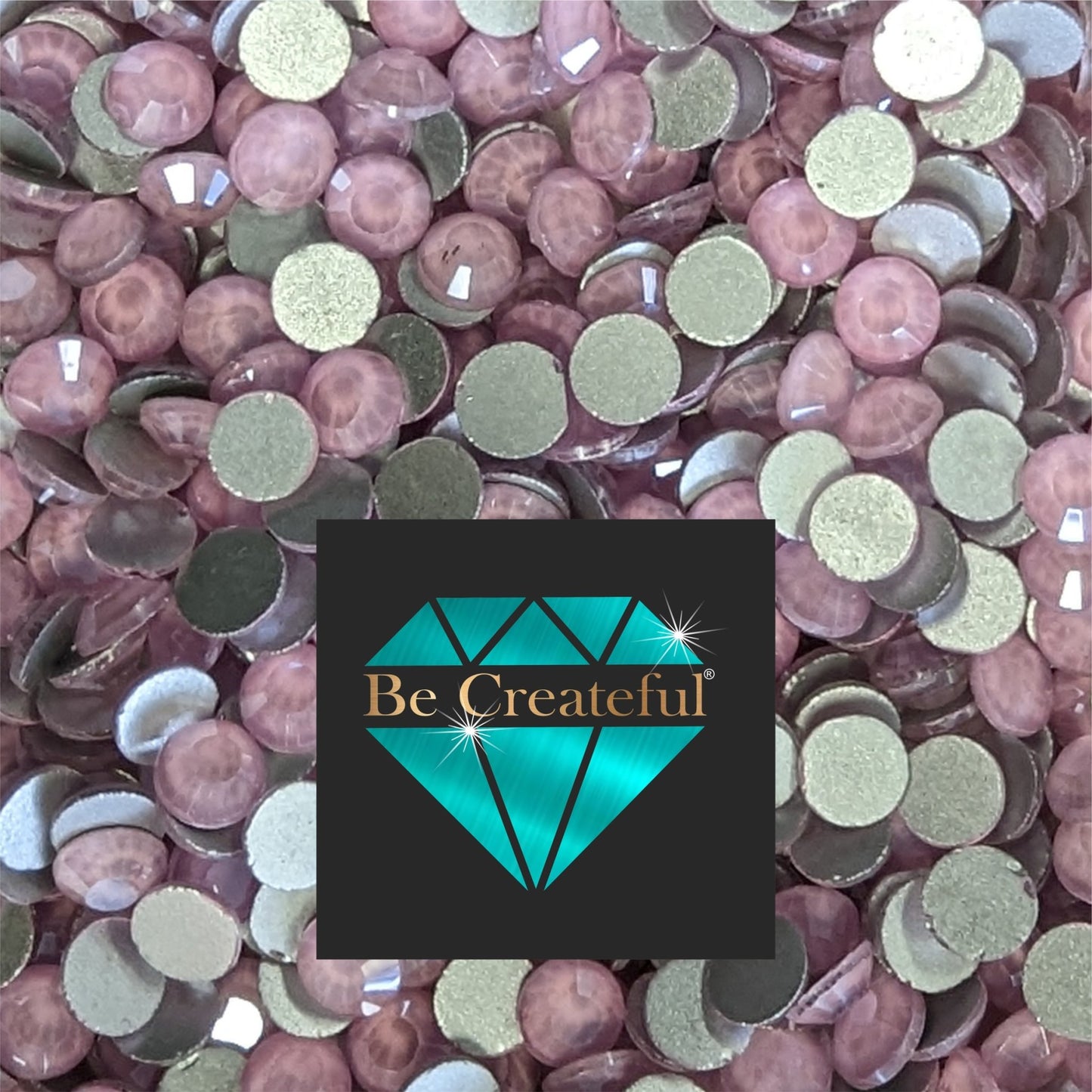 Mocha Lt Pink Rose Glass Rhinestones Flatback Rhinestone