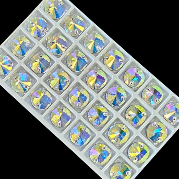 Fancy LUXE Crystal AB RIVOLI SHAPED Sew On Glass Rhinestones