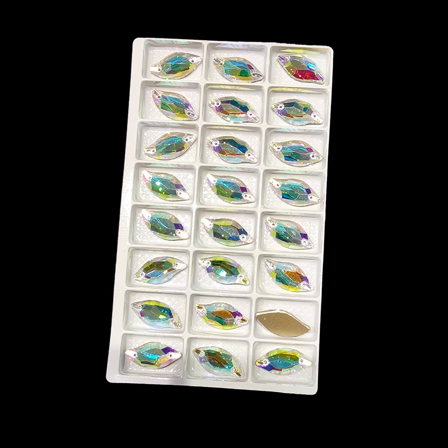 Fancy LUXE Crystal AB Diamond Leaf SHAPED Sew On Rhinestones