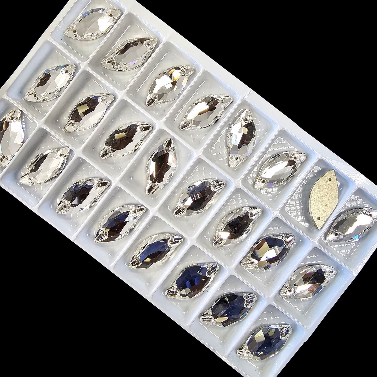 Fancy LUXE Crystal Diamond Leaf SHAPED Sew On Rhinestones