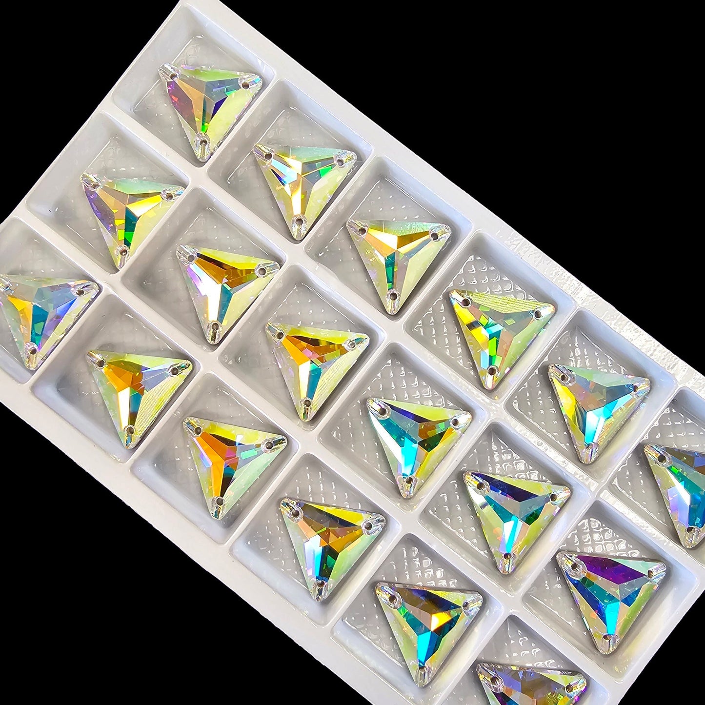 Fancy LUXE Glass Crystal AB Triangle SHAPED Sew On Rhinestones