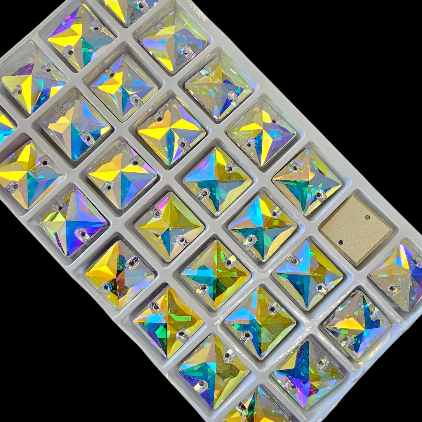 Fancy LUXE Glass Crystal AB Square SHAPED Sew On Rhinestone - Square sew on rhinestone - Square rhinestone - Glass Rhinestone