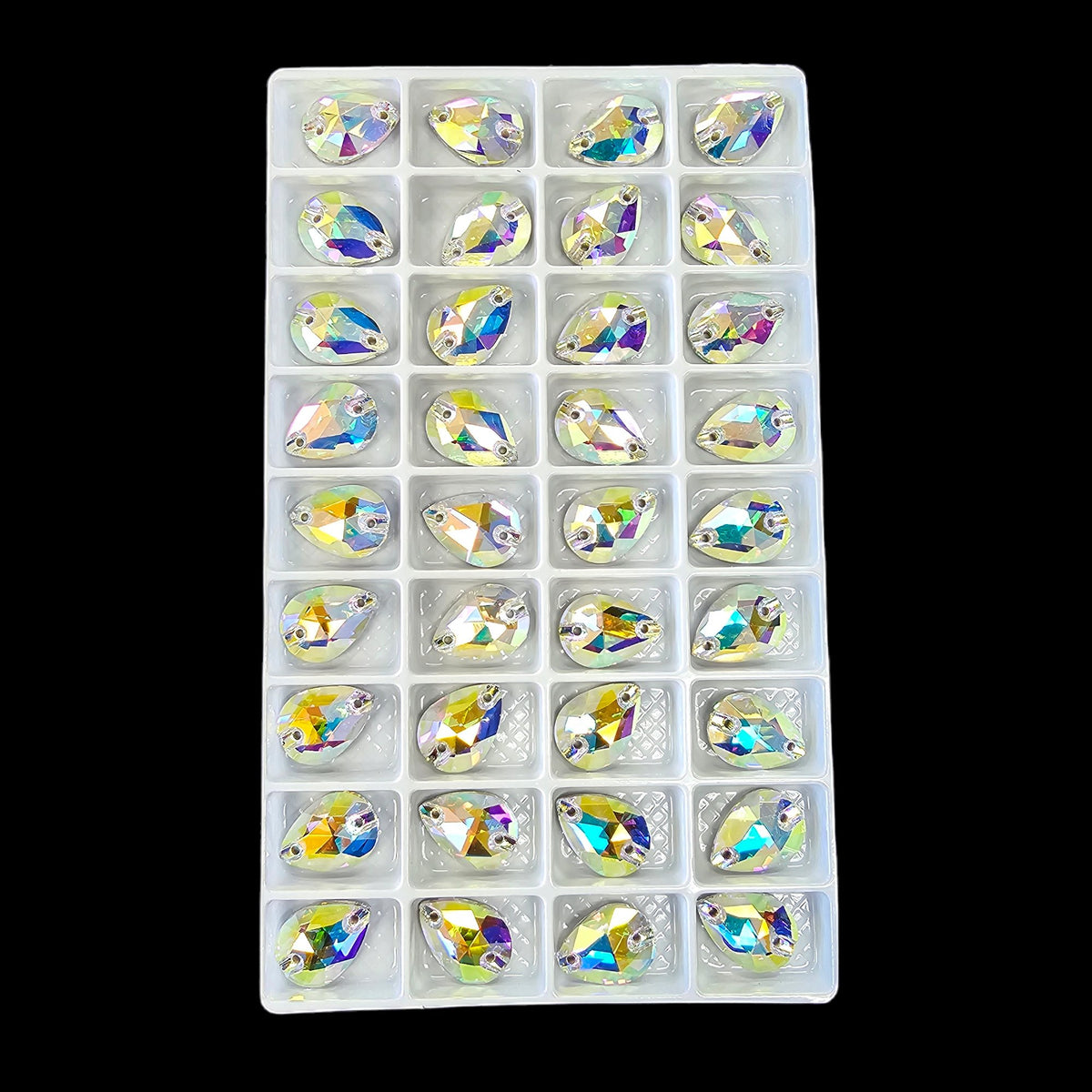 Fancy LUXE Glass Crystal AB DROP SHAPED Sew On Rhinestones