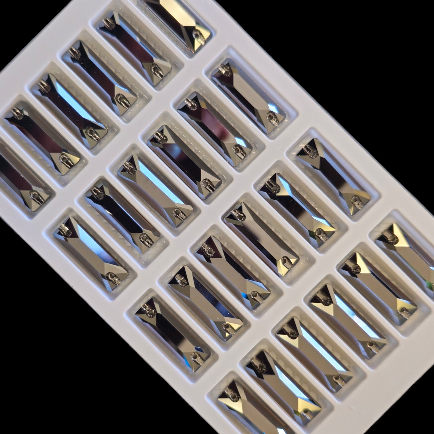 Jet Hematite Cosmic Baguette SHAPED Sew On Rhinestone