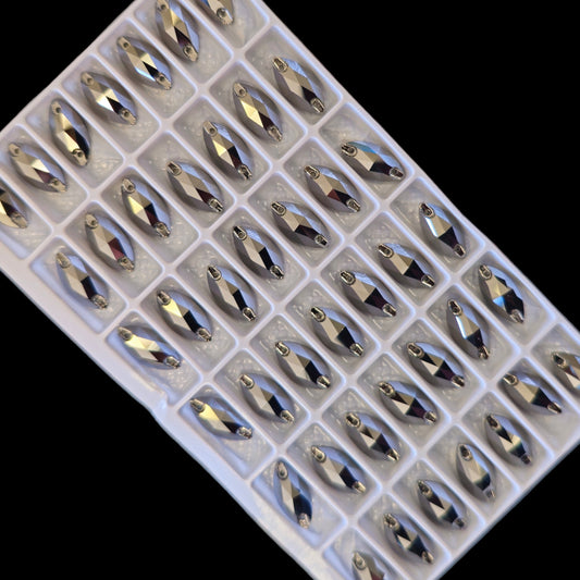 CLEARANCE Jet Hematite NAVETTE SHAPED Sew On Rhinestones