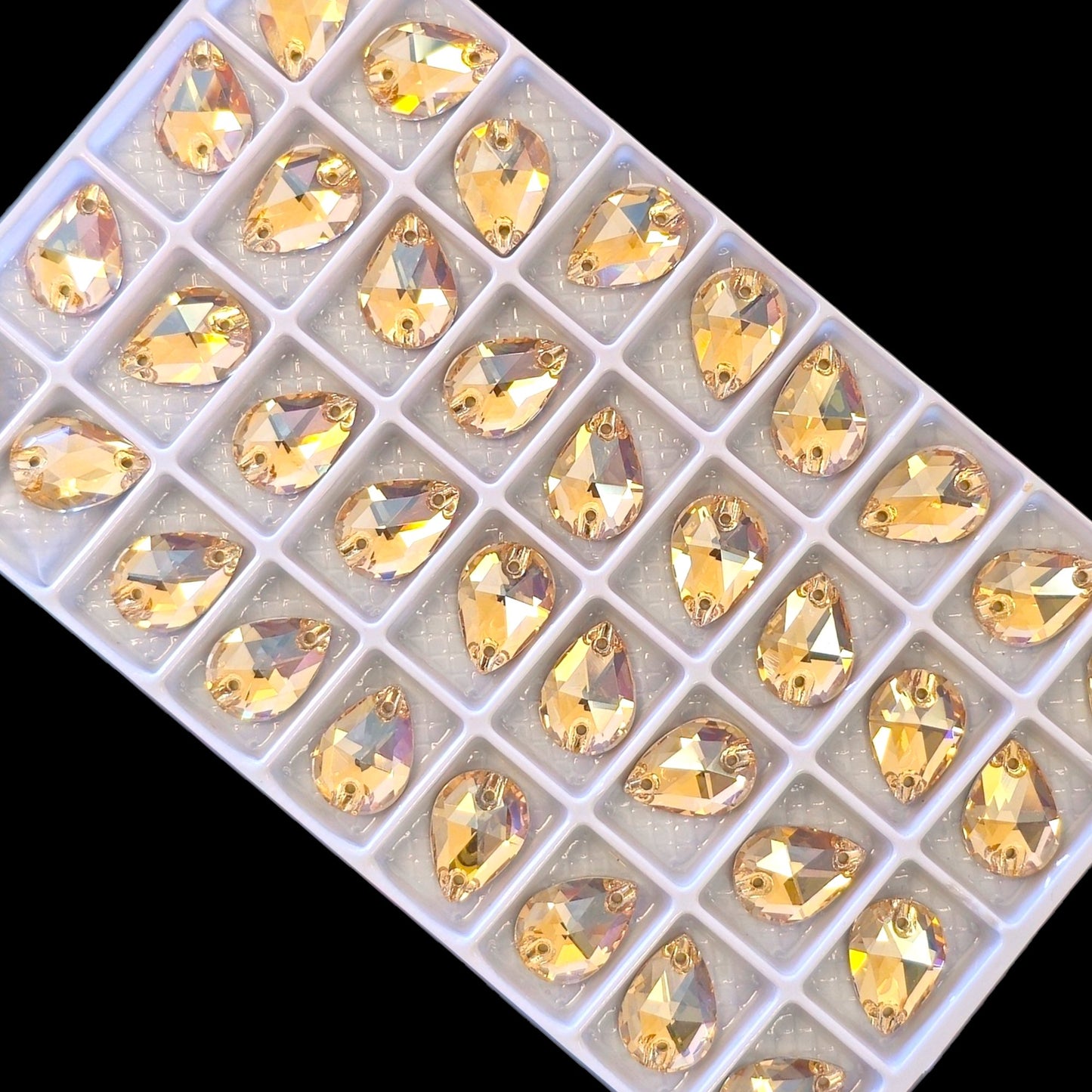 Champagne Golden Shadow DROP SHAPED Sew On Rhinestones