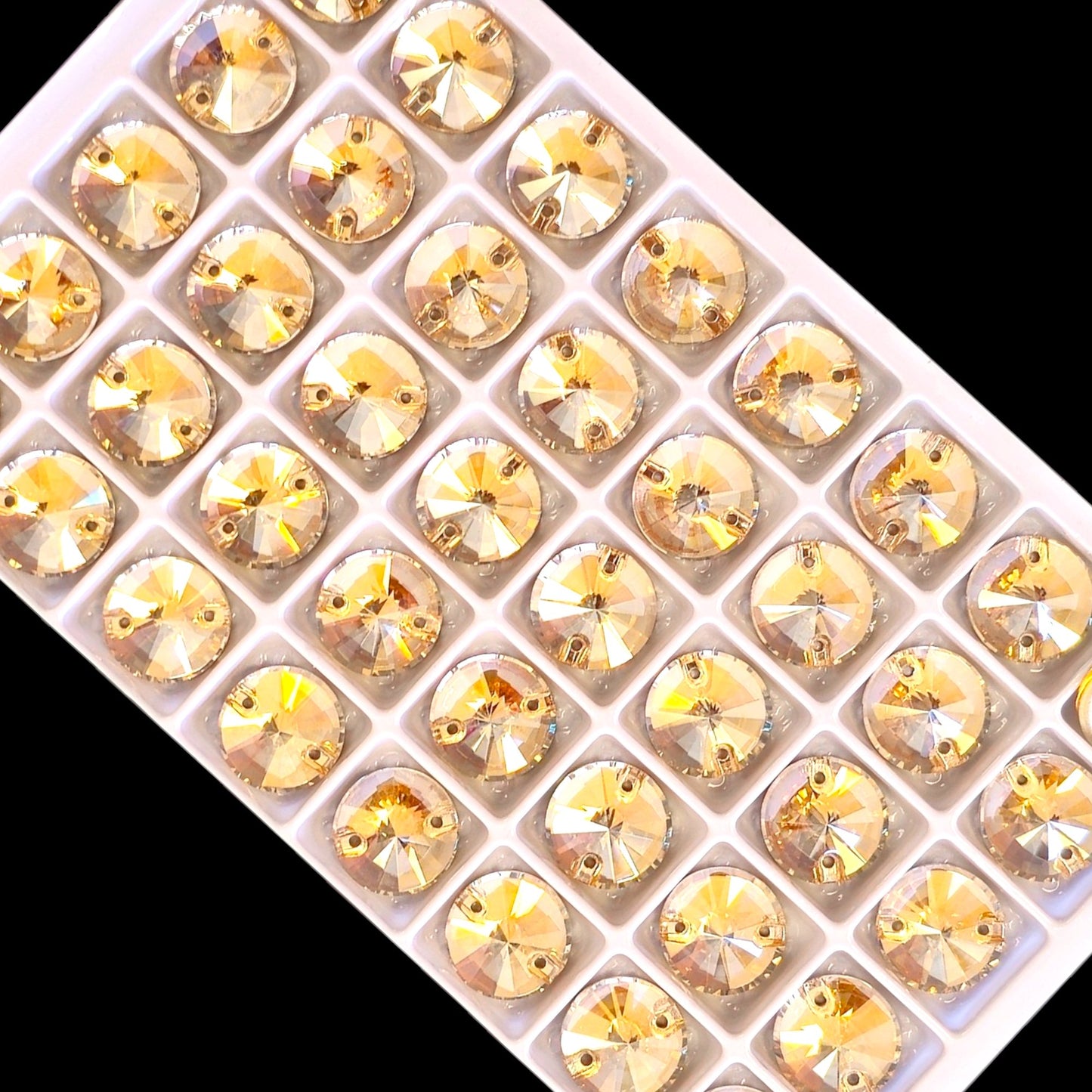 Champagne Golden Shadow RIVOLI SHAPED Sew On Rhinestones