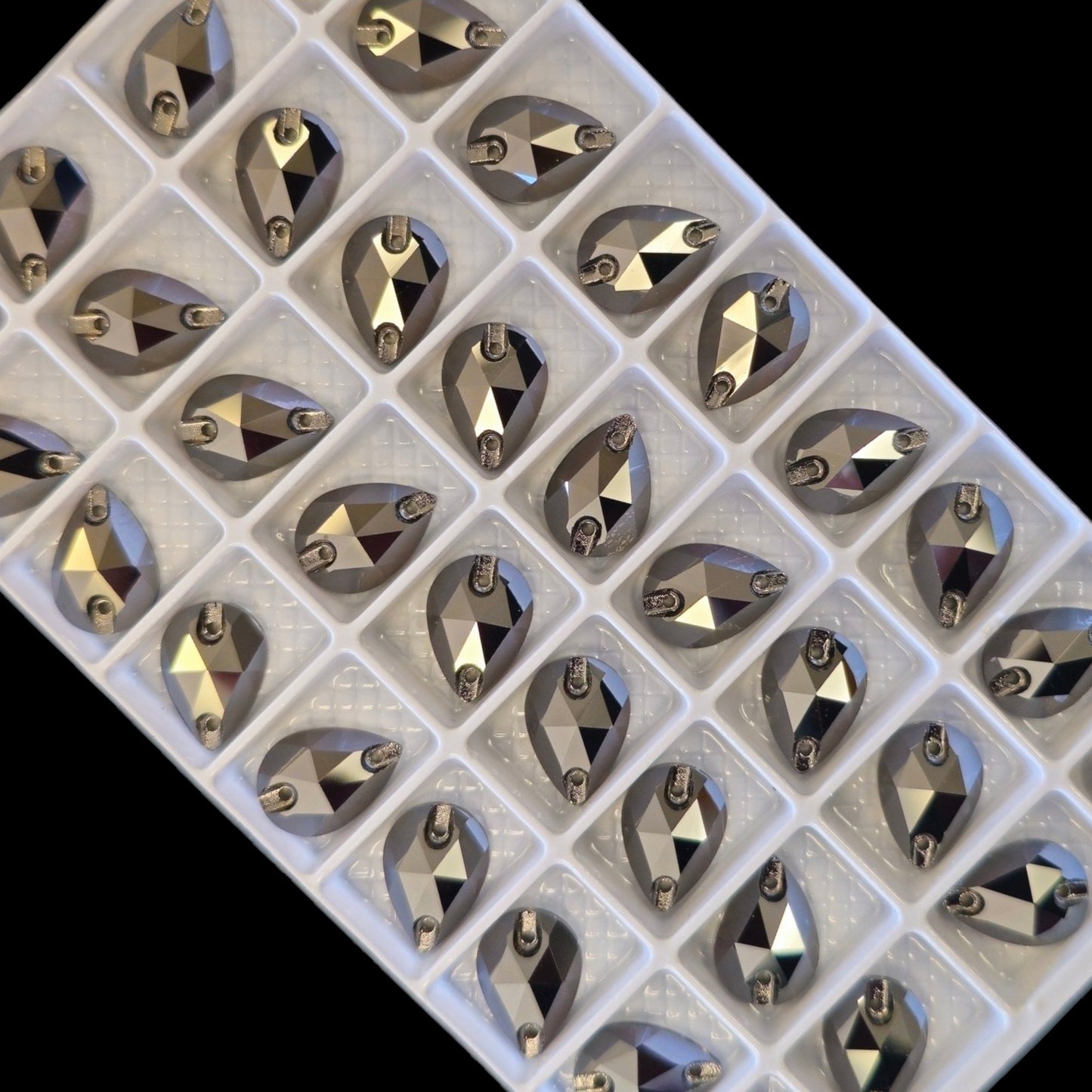 Jet Hematite DROP SHAPED Sew On Rhinestones