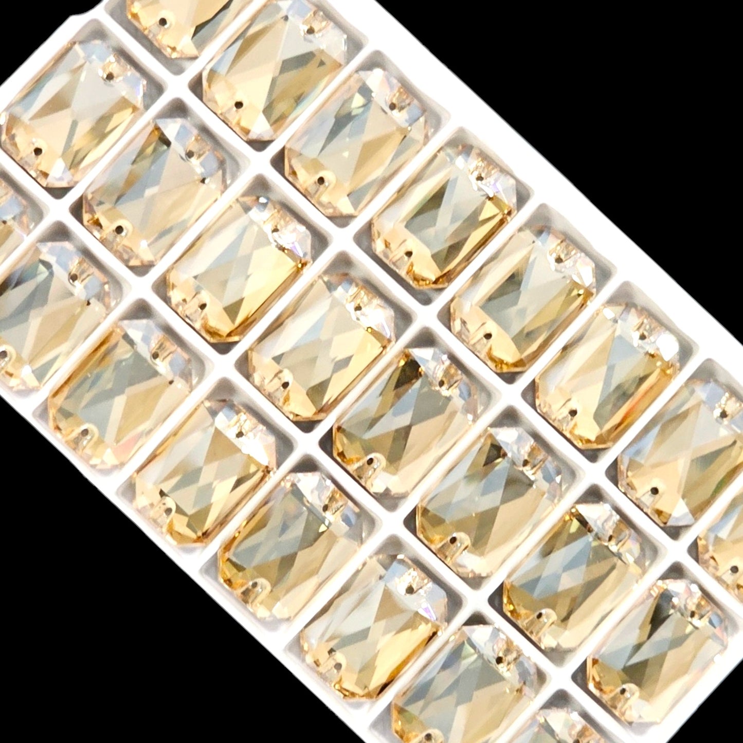 Champagne Emerald SHAPED Sew On Rhinestones