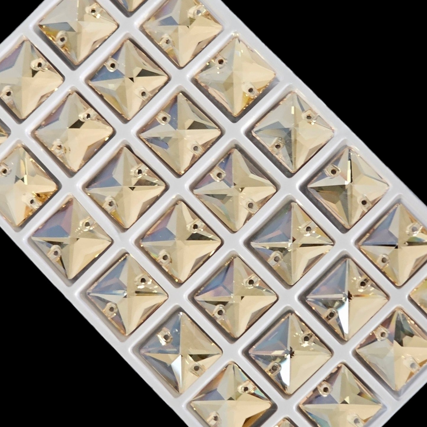 Champagne Golden Shadow SQUARE SHAPED Sew On Rhinestones
