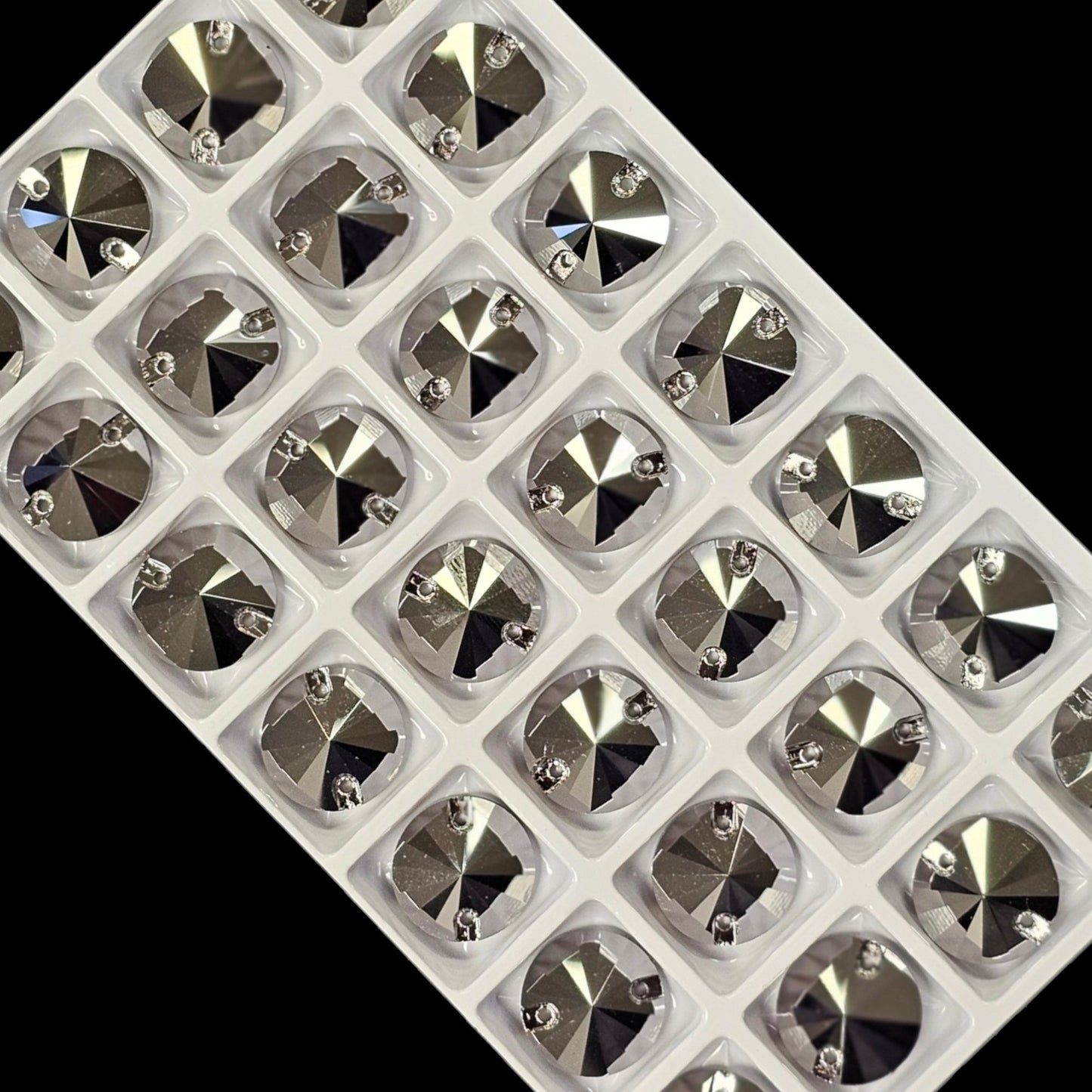 Jet Hematite RIVOLI SHAPED Sew On Rhinestones