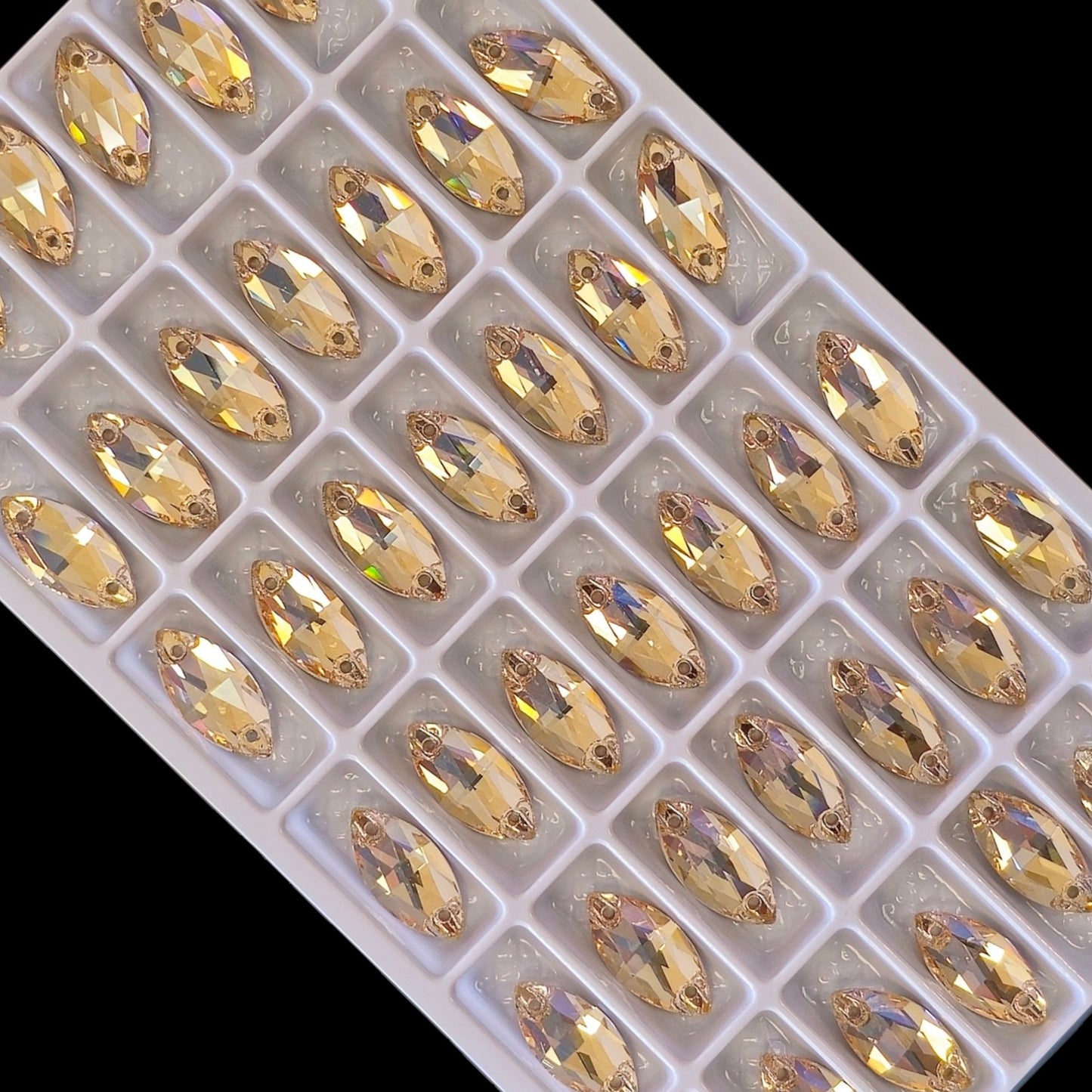 Champagne Golden Shadow NAVETTE SHAPED Sew On Rhinestones