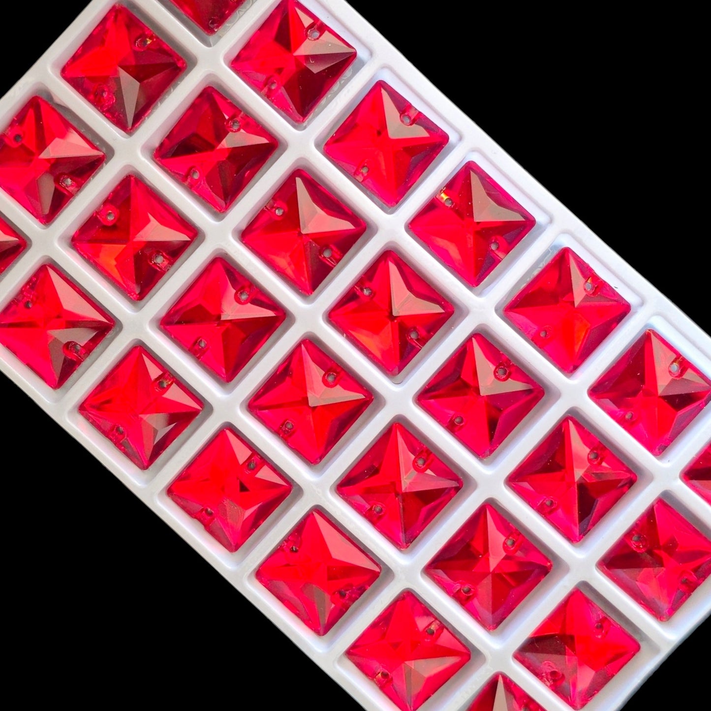 Lt Siam SQUARE SHAPED Sew On Rhinestones