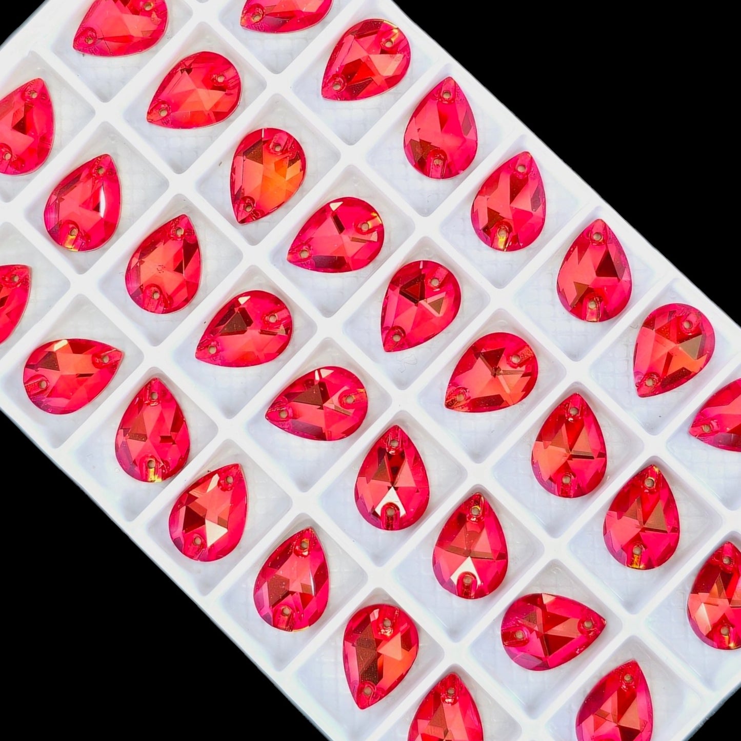 Lt Siam DROP SHAPED Sew On Rhinestones