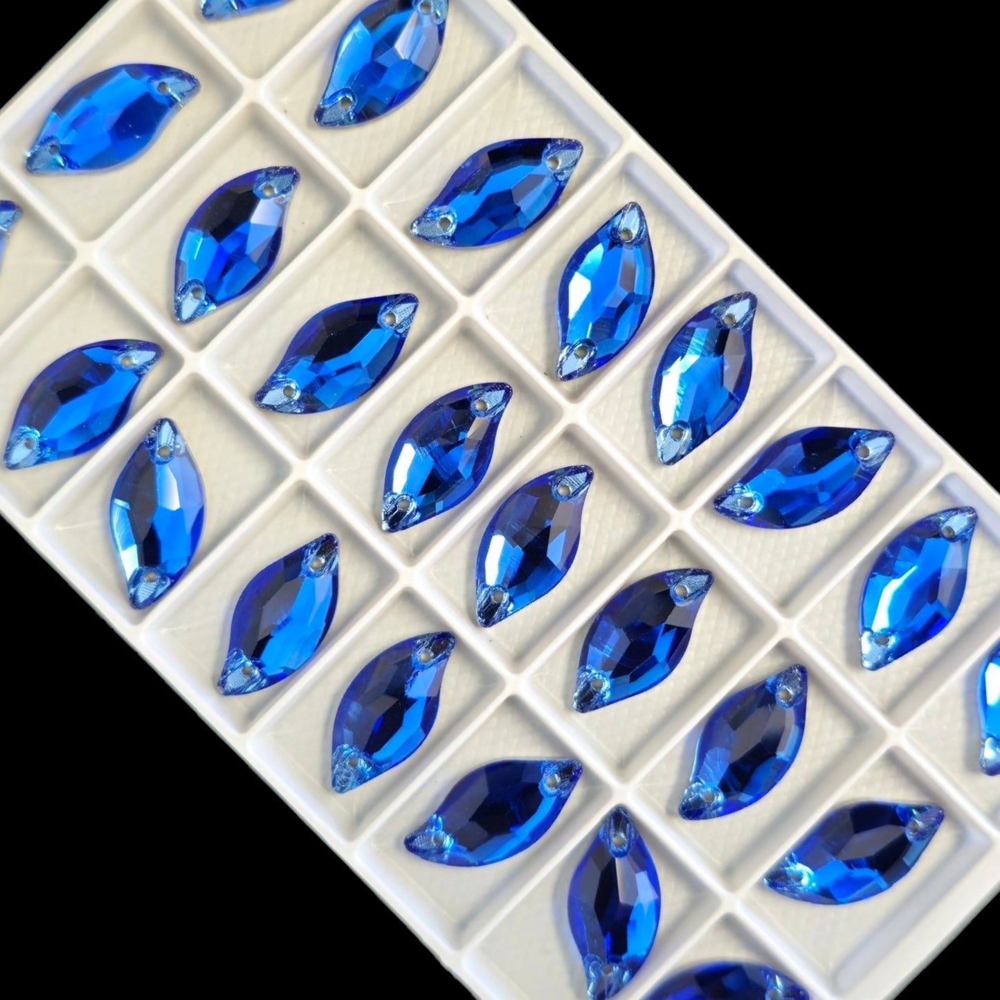 Cobalt Diamond Leaf SHAPED Sew On Rhinestones