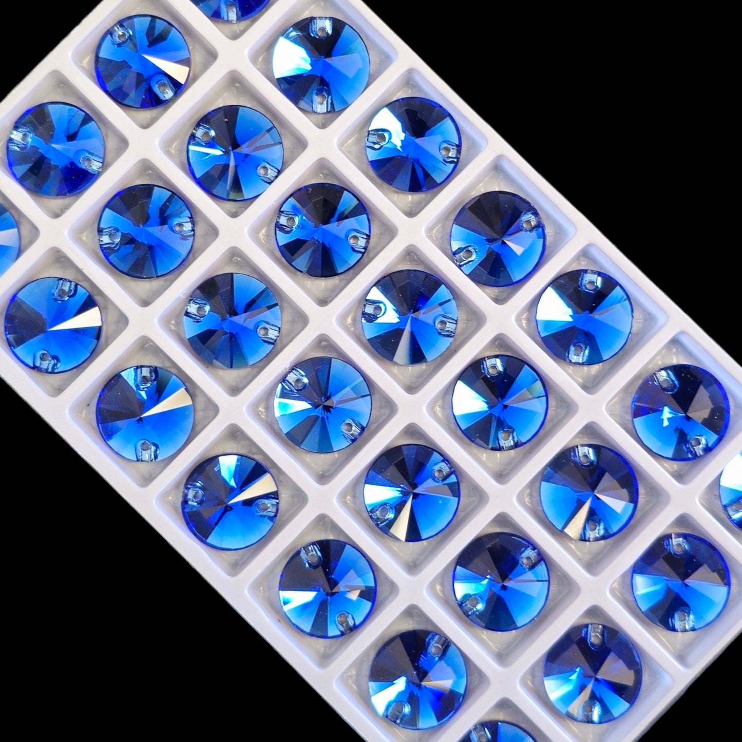 Cobalt RIVOLI SHAPED Sew On Rhinestones