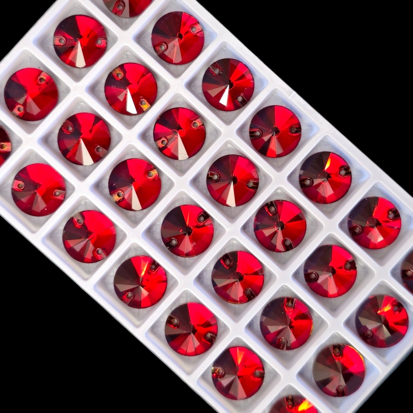 Siam RIVOLI SHAPED Sew On Rhinestones