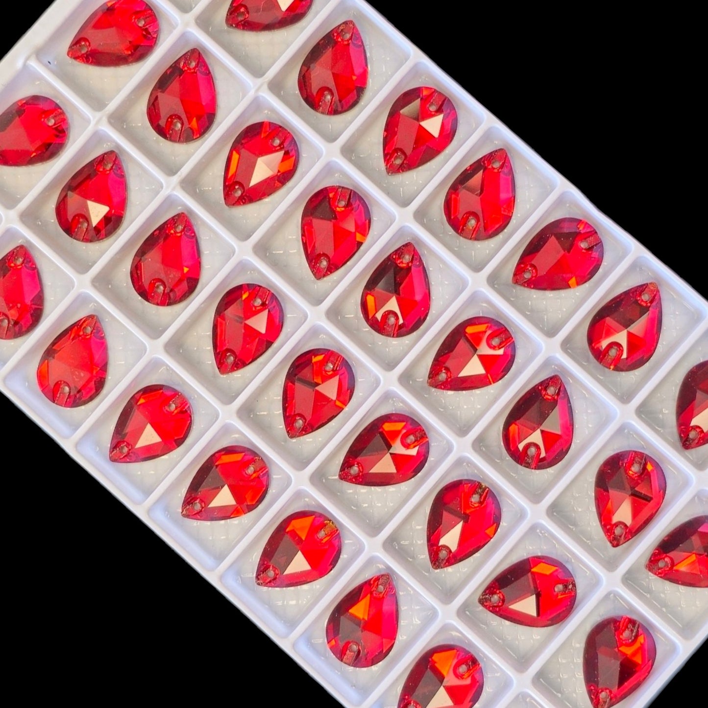 Siam DROP SHAPED Sew On Rhinestones