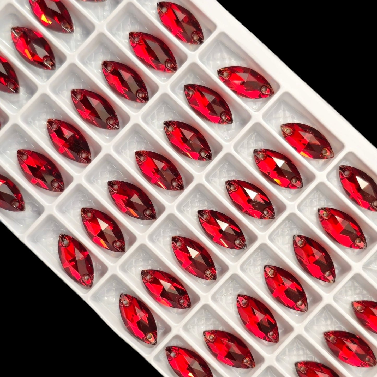 Siam NAVETTE SHAPED Sew On Rhinestones