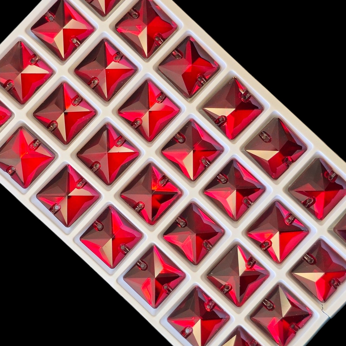 Siam SQUARE SHAPED Sew On Rhinestones