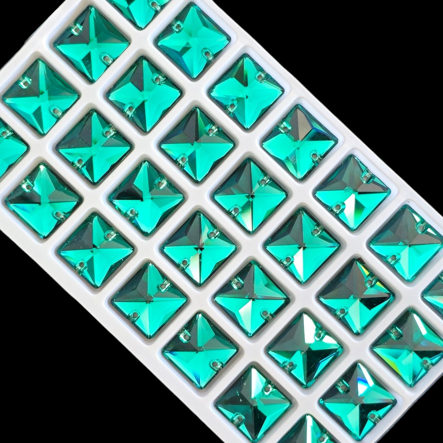 Green SQUARE SHAPED Sew On Rhinestones
