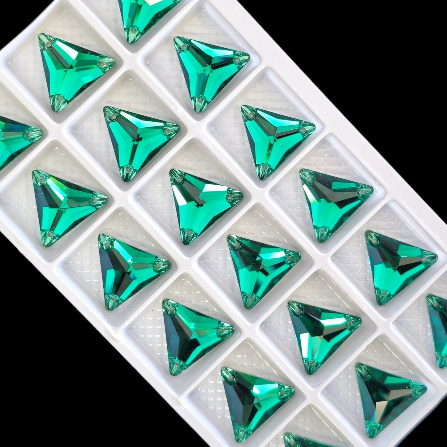 Green Triangle SHAPED Sew On Rhinestones
