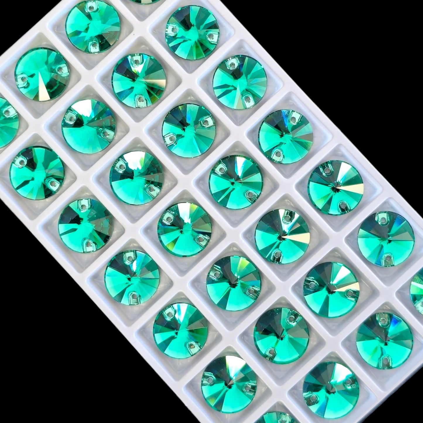 Green RIVOLI SHAPED Sew On Rhinestones