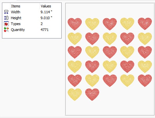 Two Color Heart Patchwork Rhinestone Transfer