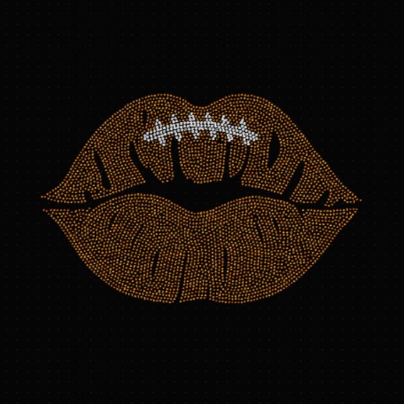 Lips with Football Lace Rhinestone Transfer - Custom Rhinestone Transfer