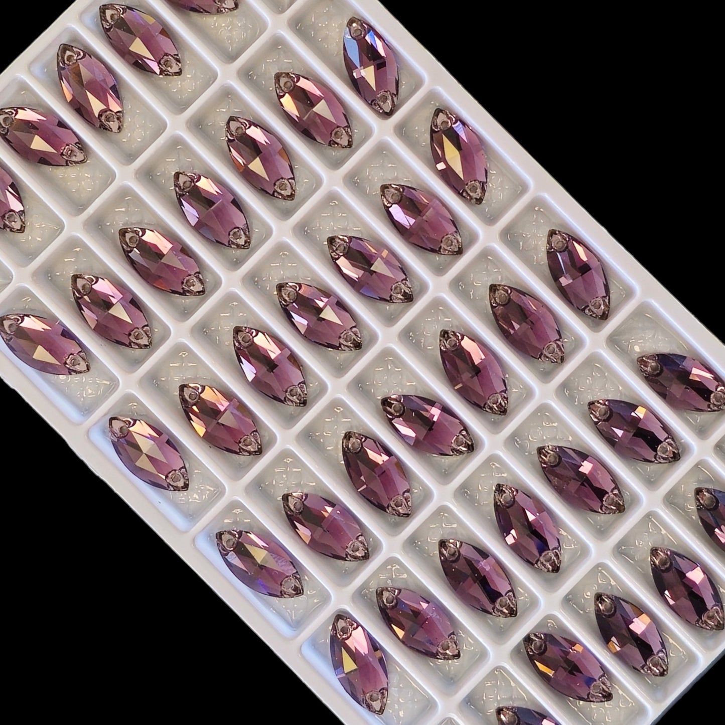 Tanzanite NAVETTE SHAPED Sew On Rhinestones