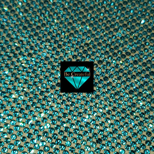 Adhesive Aquamarine Glass Rhinestone Sheet - Wholesale Rhinestone Supplier - Adhesive Rhinestone Sheets - Rhinestone decal