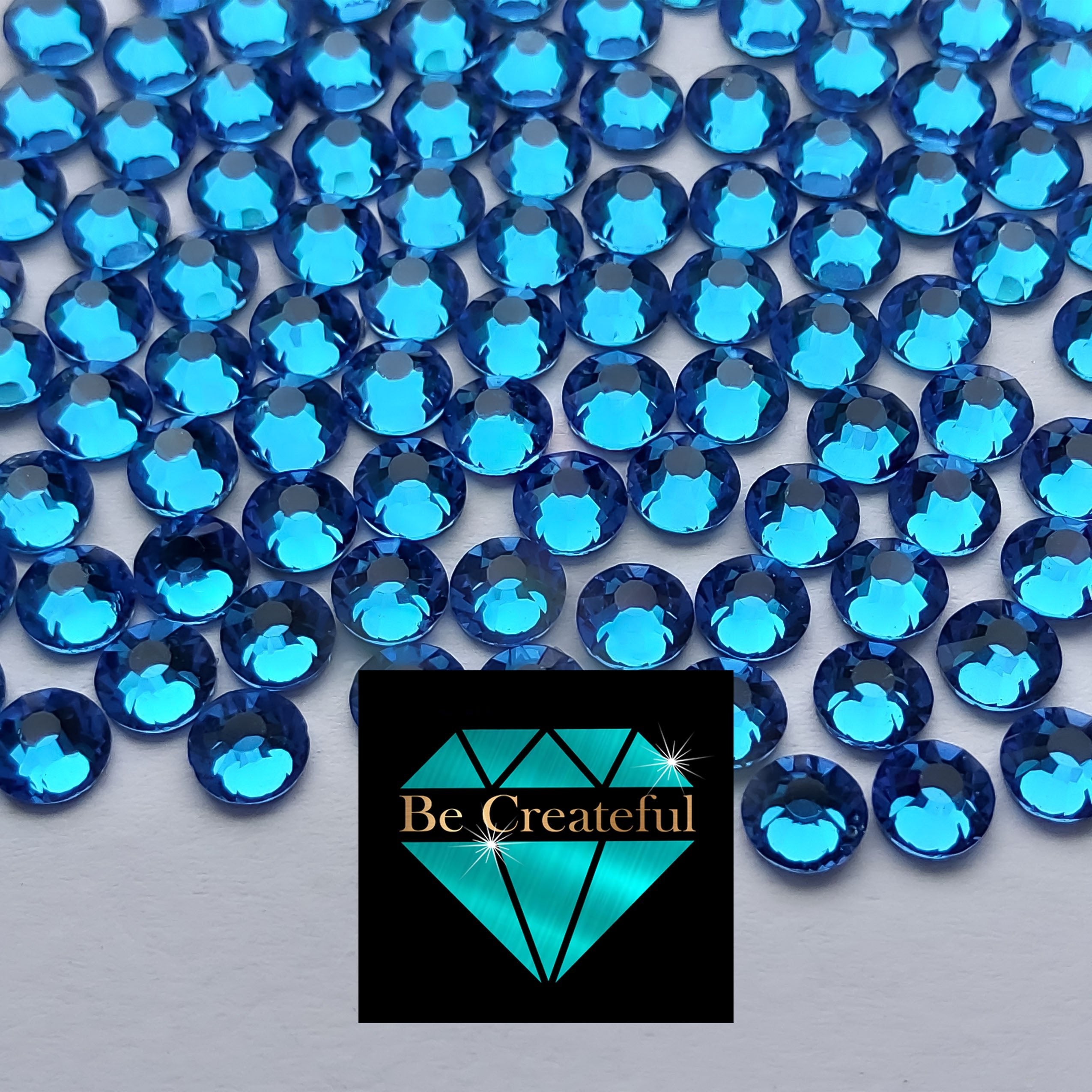 Be Createful - Flatback Foil Capri Blue Glass Rhinestones