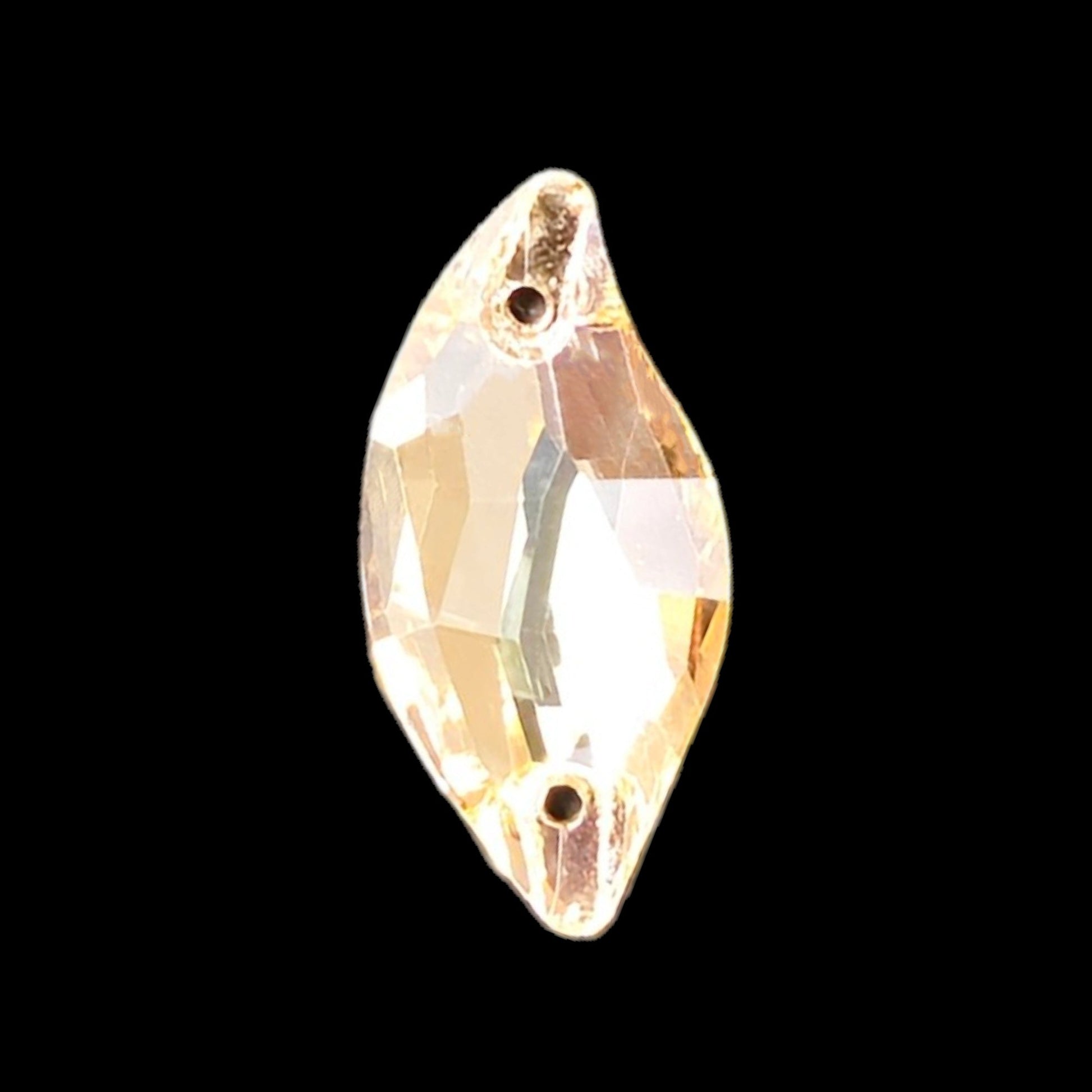Champagne Golden Shadow Diamond Leaf SHAPED Sew On Rhinestones