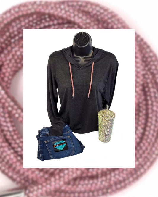 Pink Rhinestone Hoodie Strings- glass rhinestones - Rhinestone String - String for Hoodies - US Rhinestone Supplier