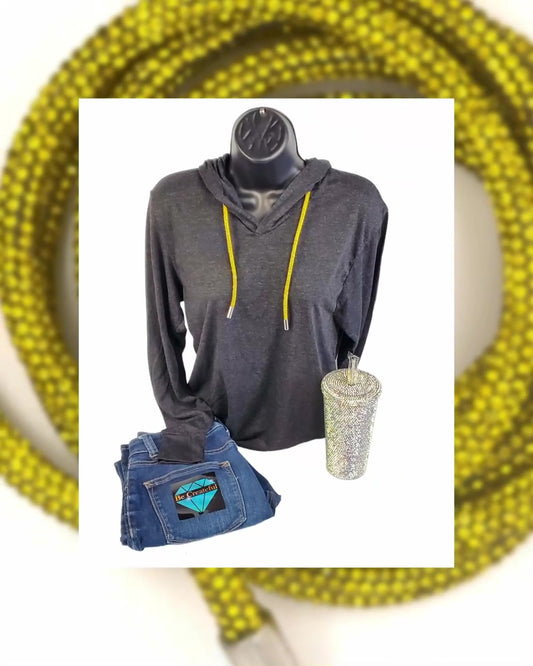 Citrine Yellow Rhinestone Hoodie String - Rhinestone String - Rhinestone Rope - Hoodie Strings