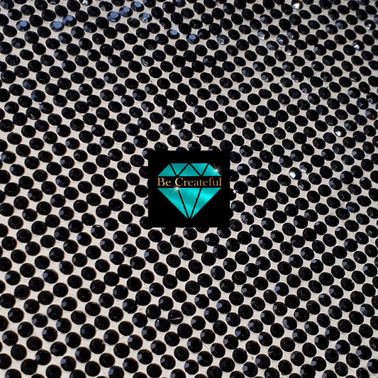 Adhesive Jet Black Glass Rhinestone Sheet - Adhesive Rhinestone Sheets - Sticky Rhinestone Sheets. - Rhinestone decal