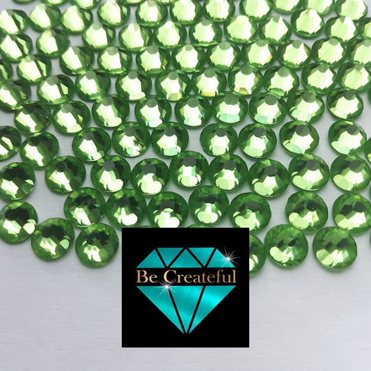 Be Createful LUXE® Peridot Green Hotfix Rhinestones - Lime Green Rhinestone - Glass Rhinestone - Bulk Rhinestone