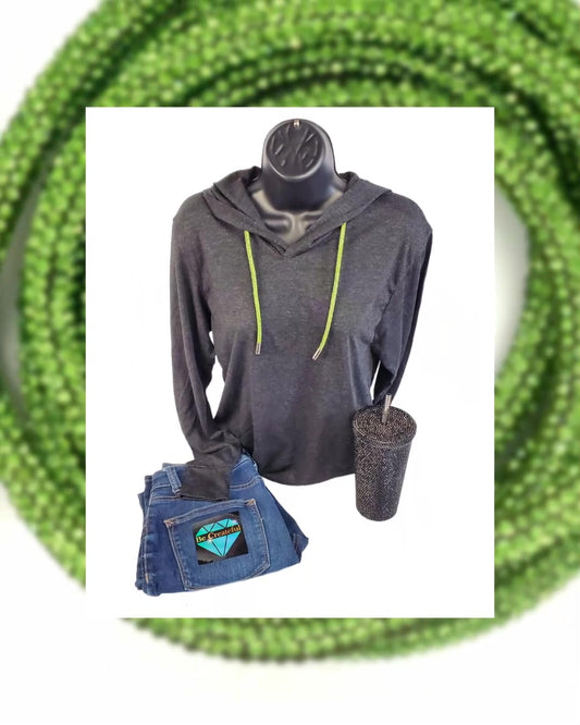 Peridot Green Rhinestone Hoodie String Rope
